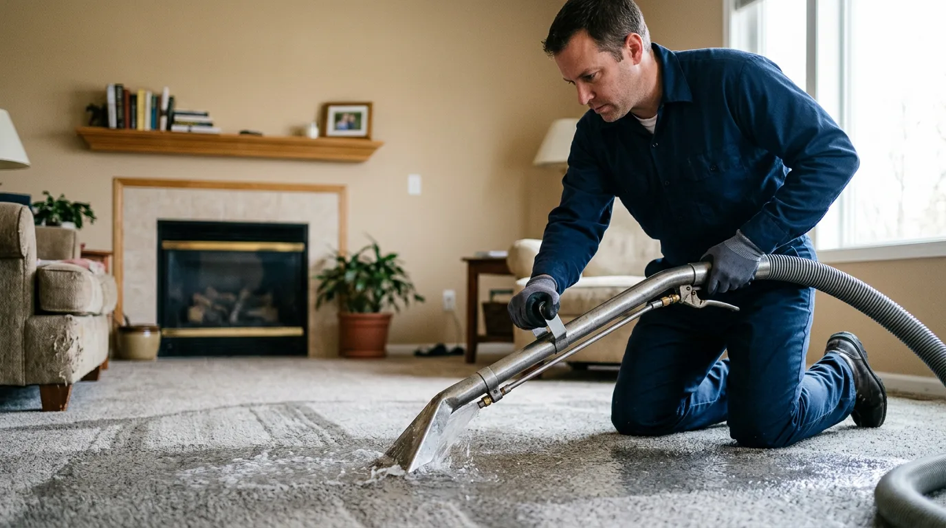 Water damage restoration technician working near Waverly, IL